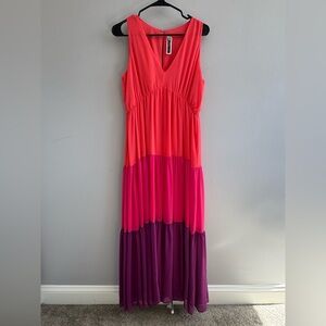 Julian Taylor Red and Purple Maxi summer Dress size 8